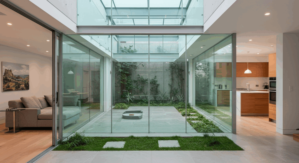 中庭を中心とした回遊動線